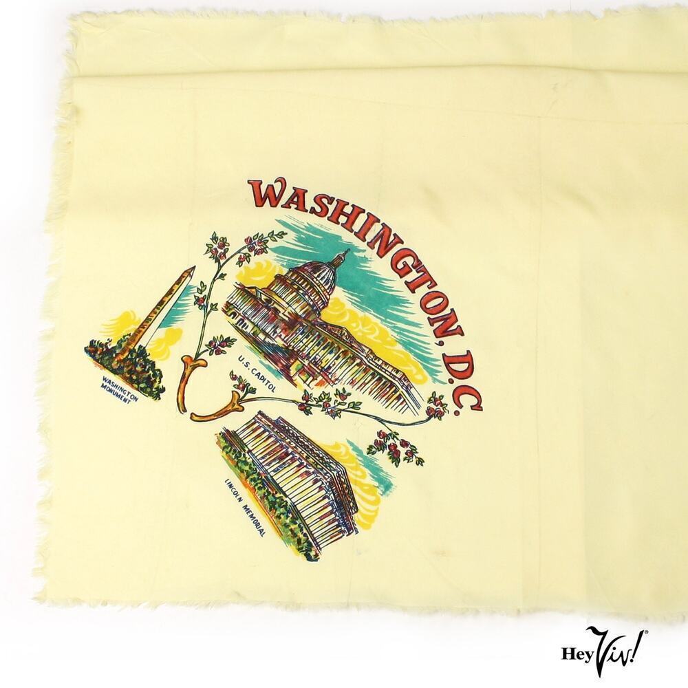 Vintage Washington DC Souvenir Scarf Capitol Memorial Monuments 27x29 - Hey Viv